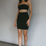 Nohemi Strapless Diamante Mini Dress Black