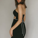 Nohemi Strapless Diamante Mini Dress Black