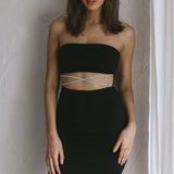 Nohemi Strapless Diamante Mini Dress Black