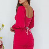 Nohemi Long Sleeve Diamante Mini Dress Plum