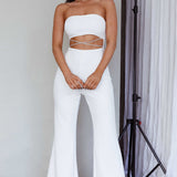 Nohemi Strapless Diamante Jumpsuit White