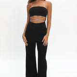 Nohemi Strapless Diamante Jumpsuit Black