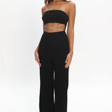 Nohemi Strapless Diamante Jumpsuit Black