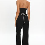 Nohemi Strapless Diamante Jumpsuit Black