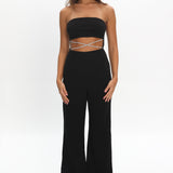 Nohemi Strapless Diamante Jumpsuit Black