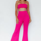 Nohemi Strapless Diamante Jumpsuit Fuchsia