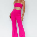 Nohemi Strapless Diamante Jumpsuit Fuchsia