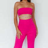Nohemi Strapless Diamante Jumpsuit Fuchsia