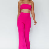 Nohemi Strapless Diamante Jumpsuit Fuchsia