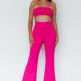 Nohemi Strapless Diamante Jumpsuit Fuchsia