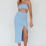 Nohemi Strapless Diamante Midi Dress Blue