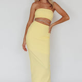 Nohemi Strapless Diamante Midi Dress Yellow
