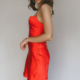 Romance Me Strappy Back Mini Dress Cherry