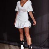 Vista Embroidery Trim Mini Dress White