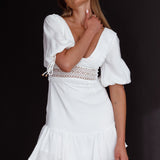Vista Embroidery Trim Mini Dress White