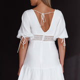 Vista Embroidery Trim Mini Dress White