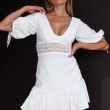 Vista Embroidery Trim Mini Dress White