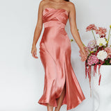 Yvette Wrap Neckline Midi Dress Desert Rose