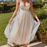 Surreal Lace-Up Back Tulle Midi Dress Butter