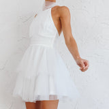 Andria Halterneck Tulle Mini Dress White