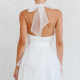 Andria Halterneck Tulle Mini Dress White