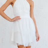 Andria Halterneck Tulle Mini Dress White