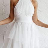 Andria Halterneck Tulle Mini Dress White