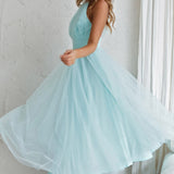 Andria Halterneck Tulle Midi Dress Mint