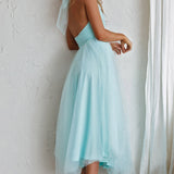 Andria Halterneck Tulle Midi Dress Mint