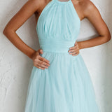 Andria Halterneck Tulle Midi Dress Mint