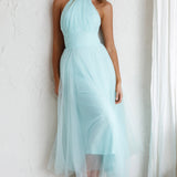 Andria Halterneck Tulle Midi Dress Mint