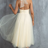Andria Halterneck Tulle Midi Dress Butter