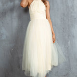 Andria Halterneck Tulle Midi Dress Butter
