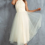 Andria Halterneck Tulle Midi Dress Butter