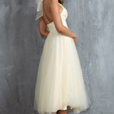 Andria Halterneck Tulle Midi Dress Butter