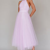 Andria Halterneck Tulle Midi Dress Light Lilac