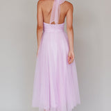 Andria Halterneck Tulle Midi Dress Light Lilac