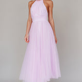 Andria Halterneck Tulle Midi Dress Light Lilac