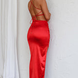 Can't Hardly Wait Cut-Out Midi Dress Red