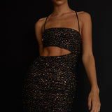Can't Hardly Wait Cut-Out Midi Dress Sequin Black