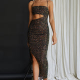 Can't Hardly Wait Cut-Out Midi Dress Sequin Black