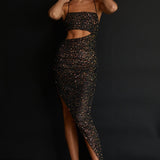Can't Hardly Wait Cut-Out Midi Dress Sequin Black