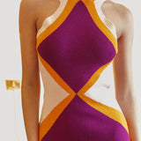 Jaydee Open Back Knit Dress Purple