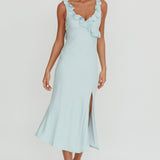 Alba Frill Trim Midi Dress Baby Blue