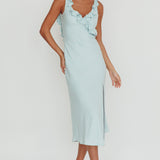 Alba Frill Trim Midi Dress Baby Blue