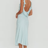 Alba Frill Trim Midi Dress Baby Blue