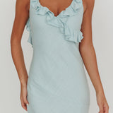 Alba Frill Trim Midi Dress Baby Blue