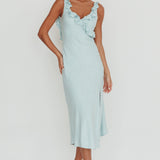 Alba Frill Trim Midi Dress Baby Blue