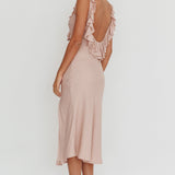 Alba Frill Trim Midi Dress Baby Blush
