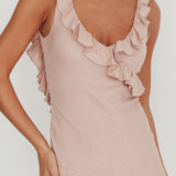 Alba Frill Trim Midi Dress Baby Blush